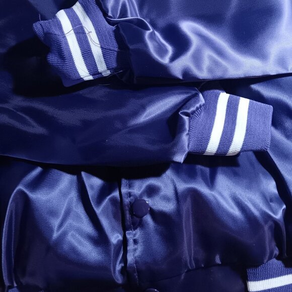 Vintage Satin Puffer Jacket New 1980's Auburn Sportswear Satin Varsity Purple - Picture 5 of 6